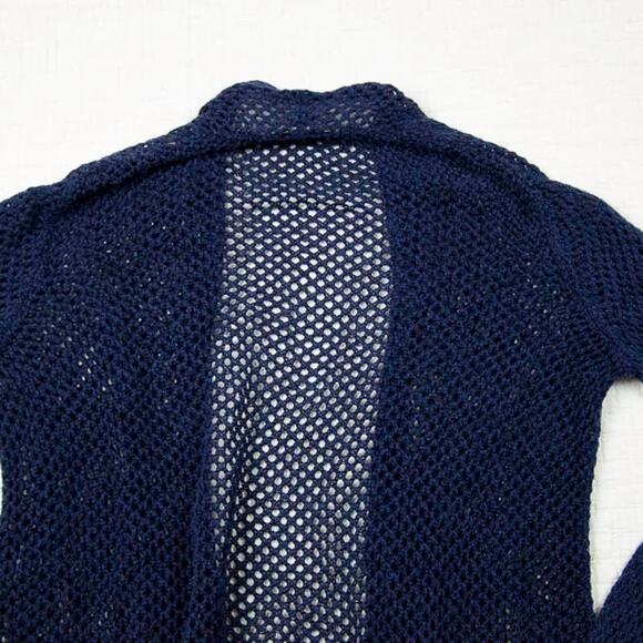 Knit by Hampshire Studio Womens Beach Fisherman Knit Open Front Cardigan Navy| M - Picture 2 of 12